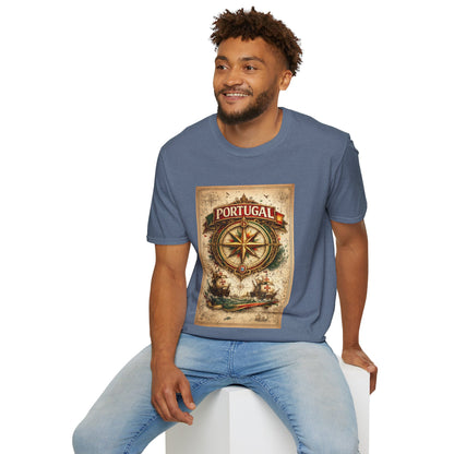 Portugal Compass T‑Shirt — Vintage Nautical Travel Tee