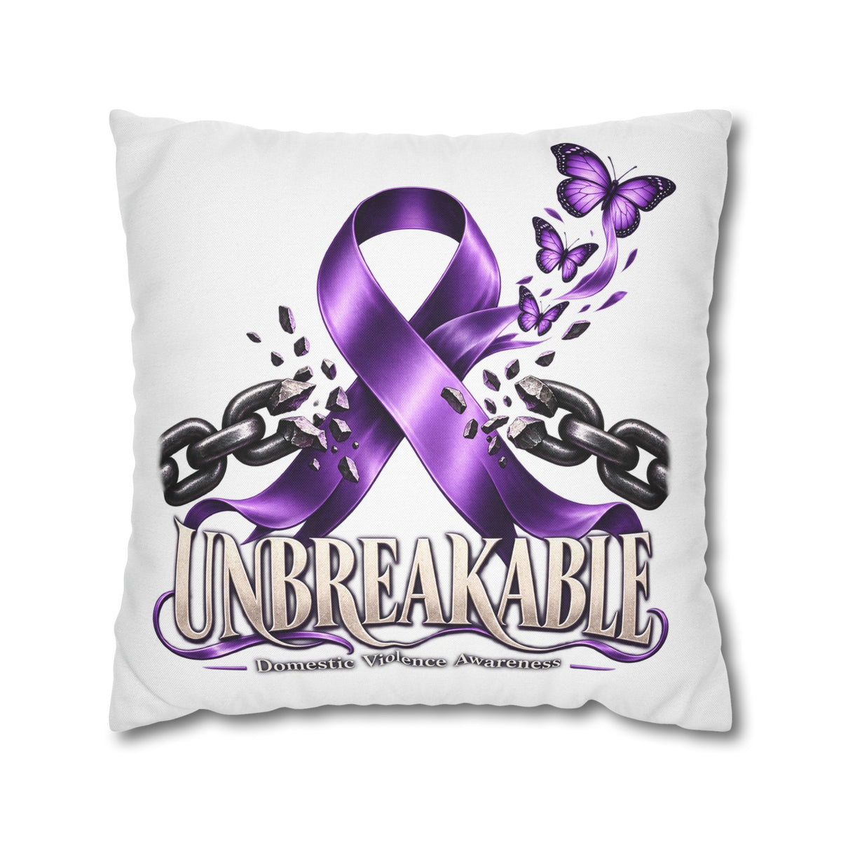 Domestic Violence Unbreakable Purple Ribbon Decorative Pillowcase