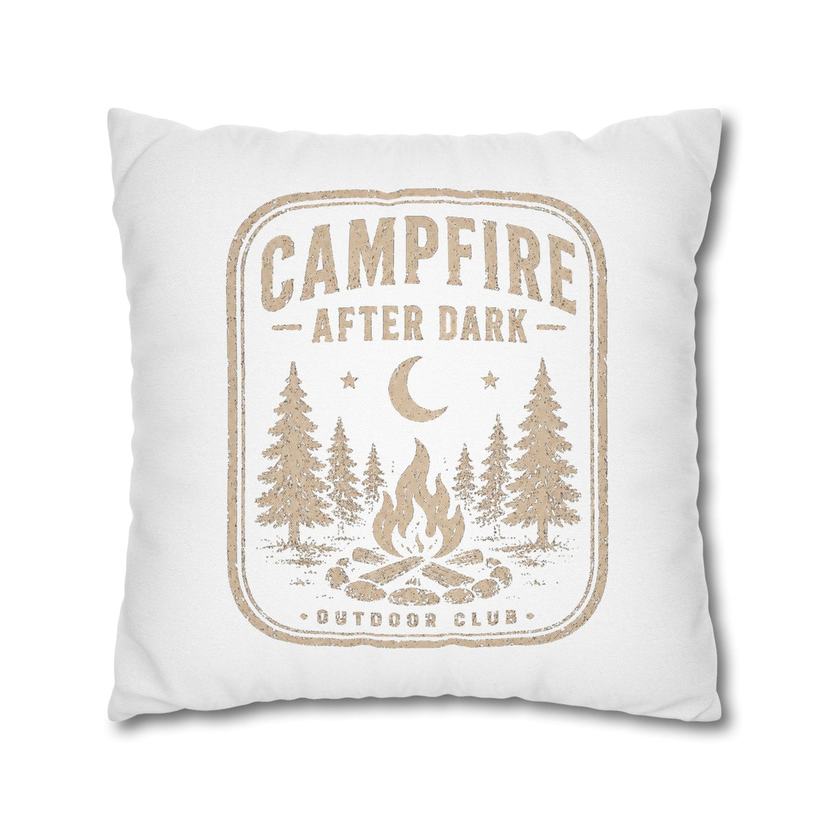 Campfire After Dark Square Pillowcase Milo Bailey Dog Dad Mom– Rustic Outdoor Camping Throw Pillow Cover