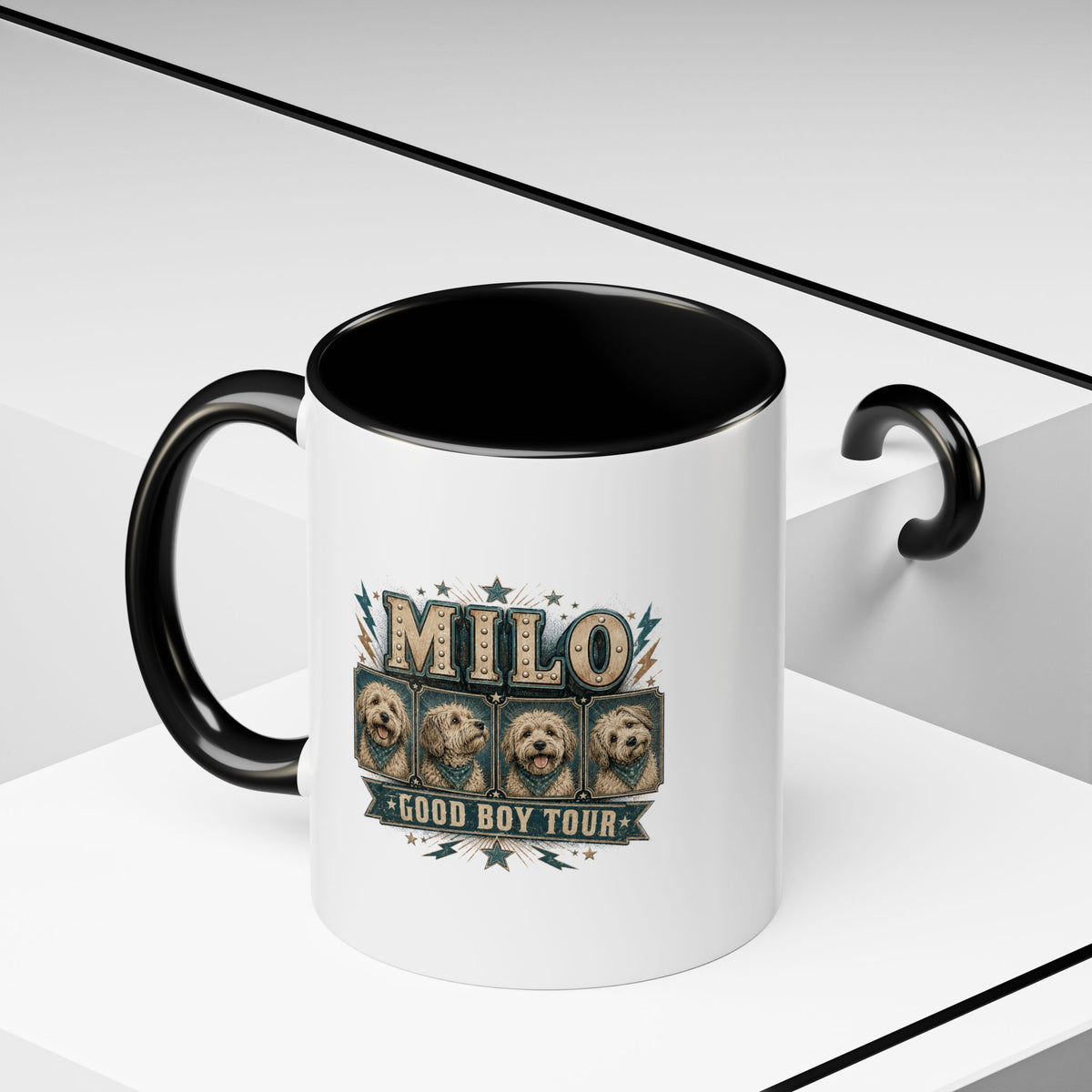 Milo Bailey Dog Dad Mom Milo 'Good Boy Tour' Accent Coffee Mug — Personalized Dog Lover Gift