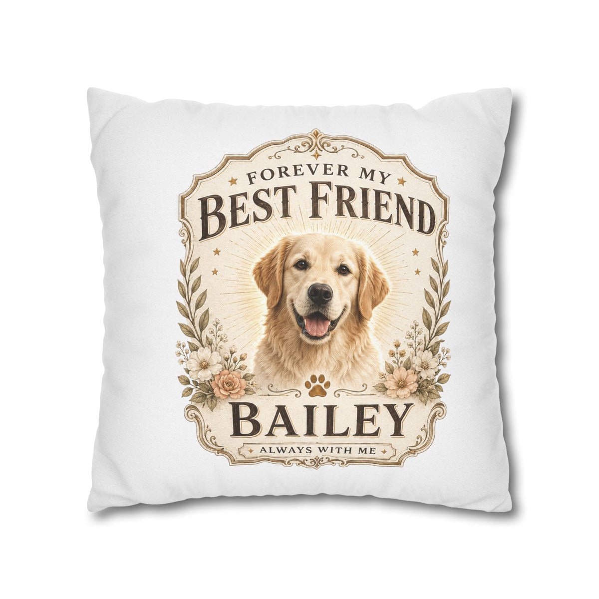 Personalized Dog Pillowcase  Milo Bailey Dog Dad Mom— "Forever My Best Friend" Custom Pet Name Cushion Cover