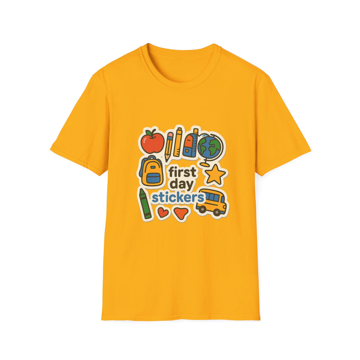 Teacher Sticker Icons T-Shirt — Cute Apple, Pencil & Globe School Tee - Trending Now - August 2026