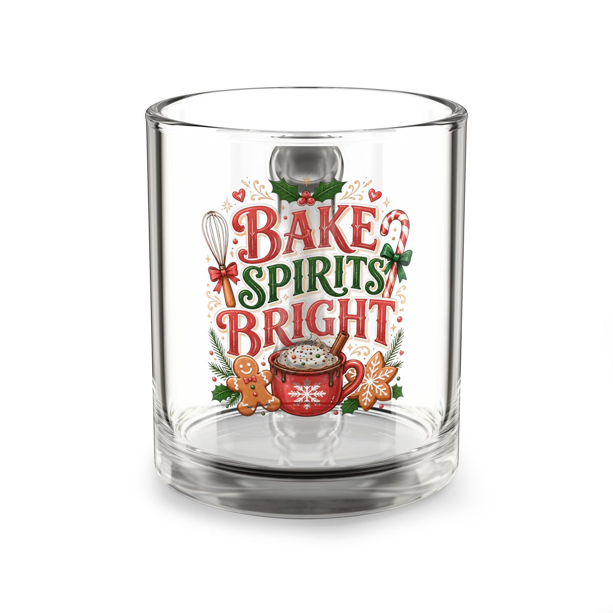 Christmas Glass Mug 10 oz  Bake Spirits Bright Glass Mug — 10oz Christmas Baking Holiday Coffee Cup