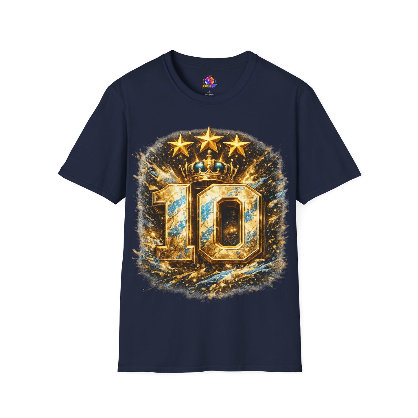 Argentina, MESSI #10 T-Shirt — Gold Crown '10' Victory Graphic Tee