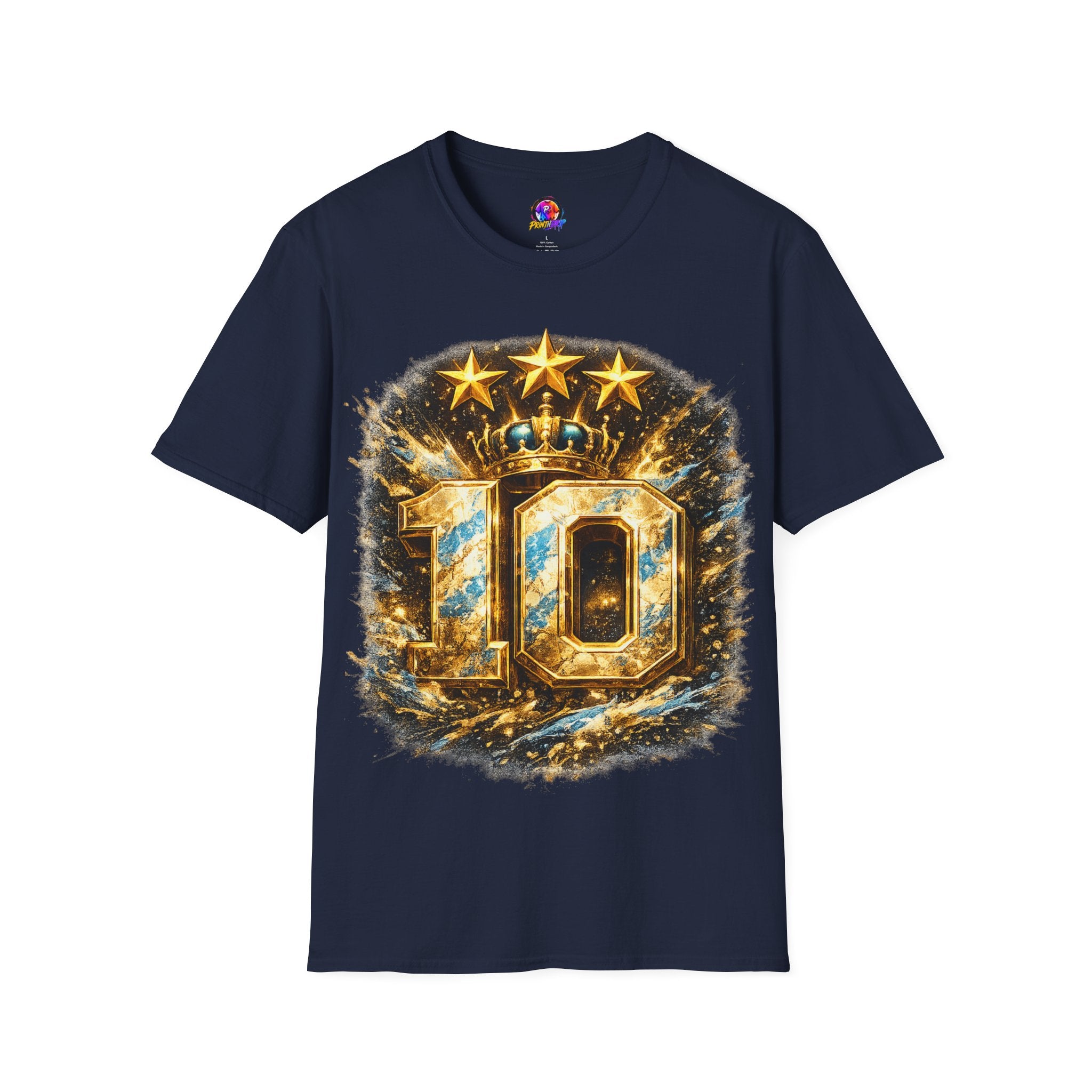 Argentina, MESSI #10 T-Shirt — Gold Crown '10' Victory Graphic Tee