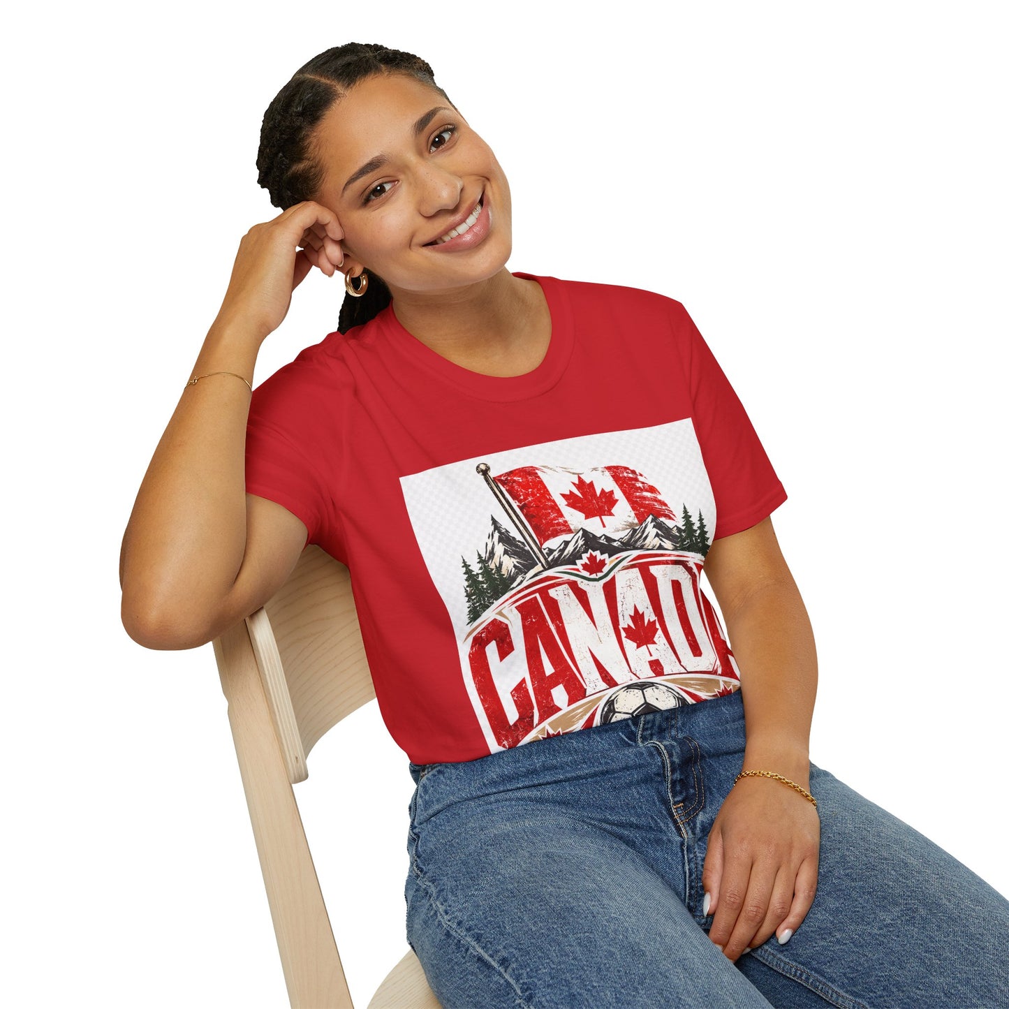 Canada Soccer T‑Shirt — Canadian Flag & Maple Leaf Crest