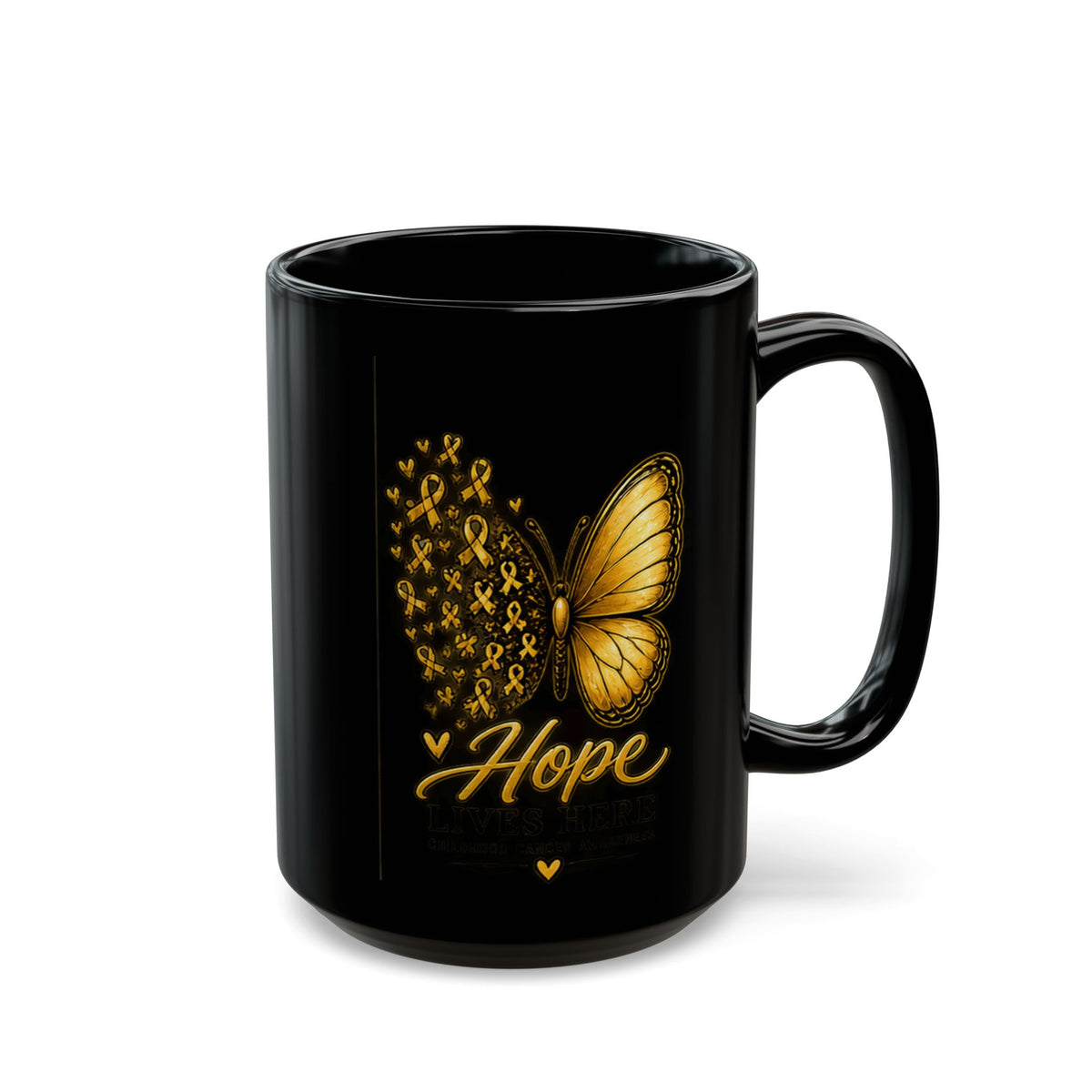 Childhood Cancer Awareness Hope Butterfly Black Mug