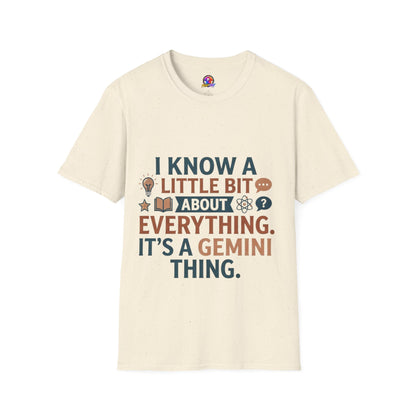 Gemini Funny Horoscope T‑Shirt — "I Know A Little Bit About Everything, It's A Gemini Thing"