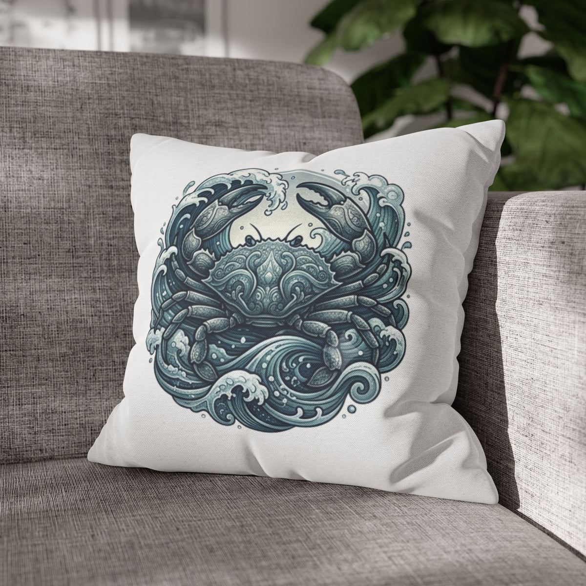 Cancer Zodiac Ocean Crab Decorative Pillowcase — Nautical Coastal Accent