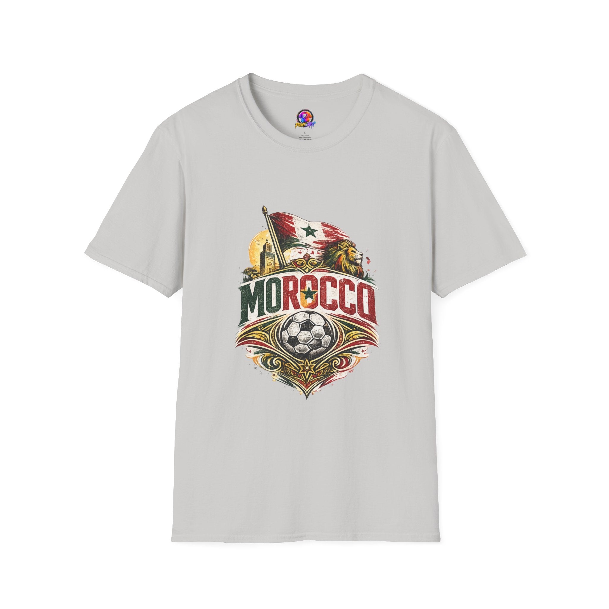 Morocco Soccer T-Shirt — Vintage Flag & Lion Football Tee