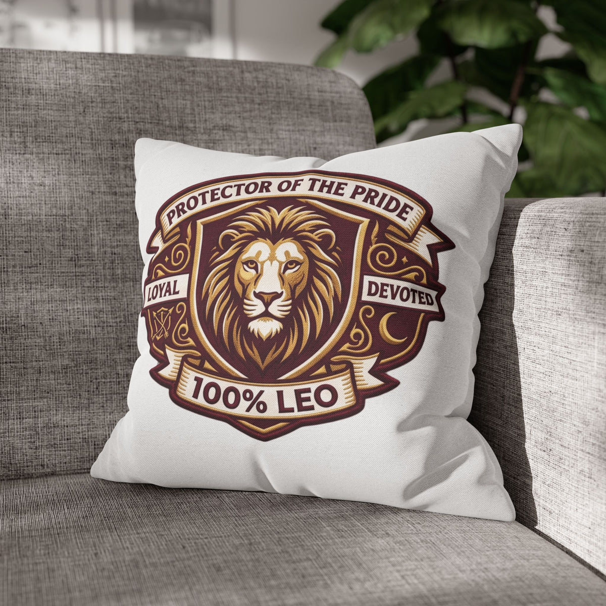 Leo Zodiac Loyal Devoted Spun Polyester Square Pillowcase