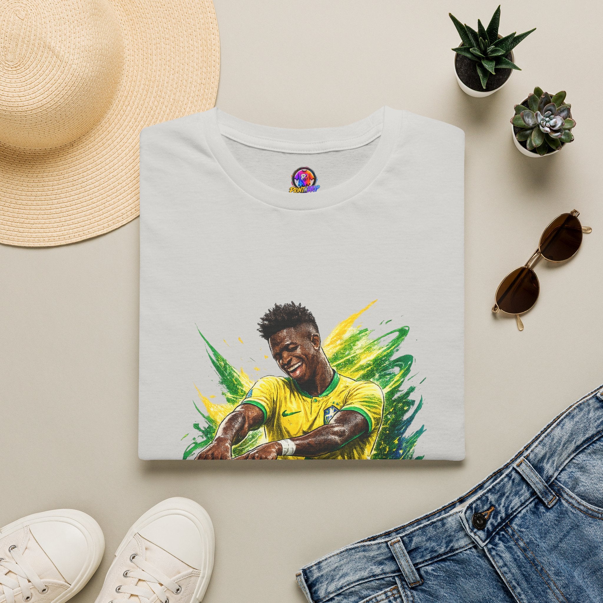 Brazil  Soccer Celebration T-Shirt — Brazilian Football Player Artwork