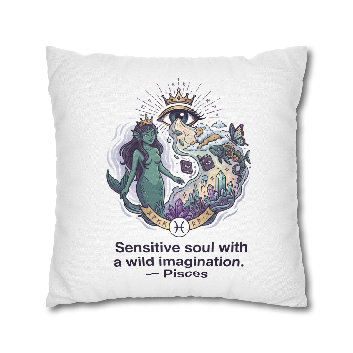 Pisces Zodiac Pillowcase — "Sensitive soul with a wild imagination" Decorative Throw Pillow Cover