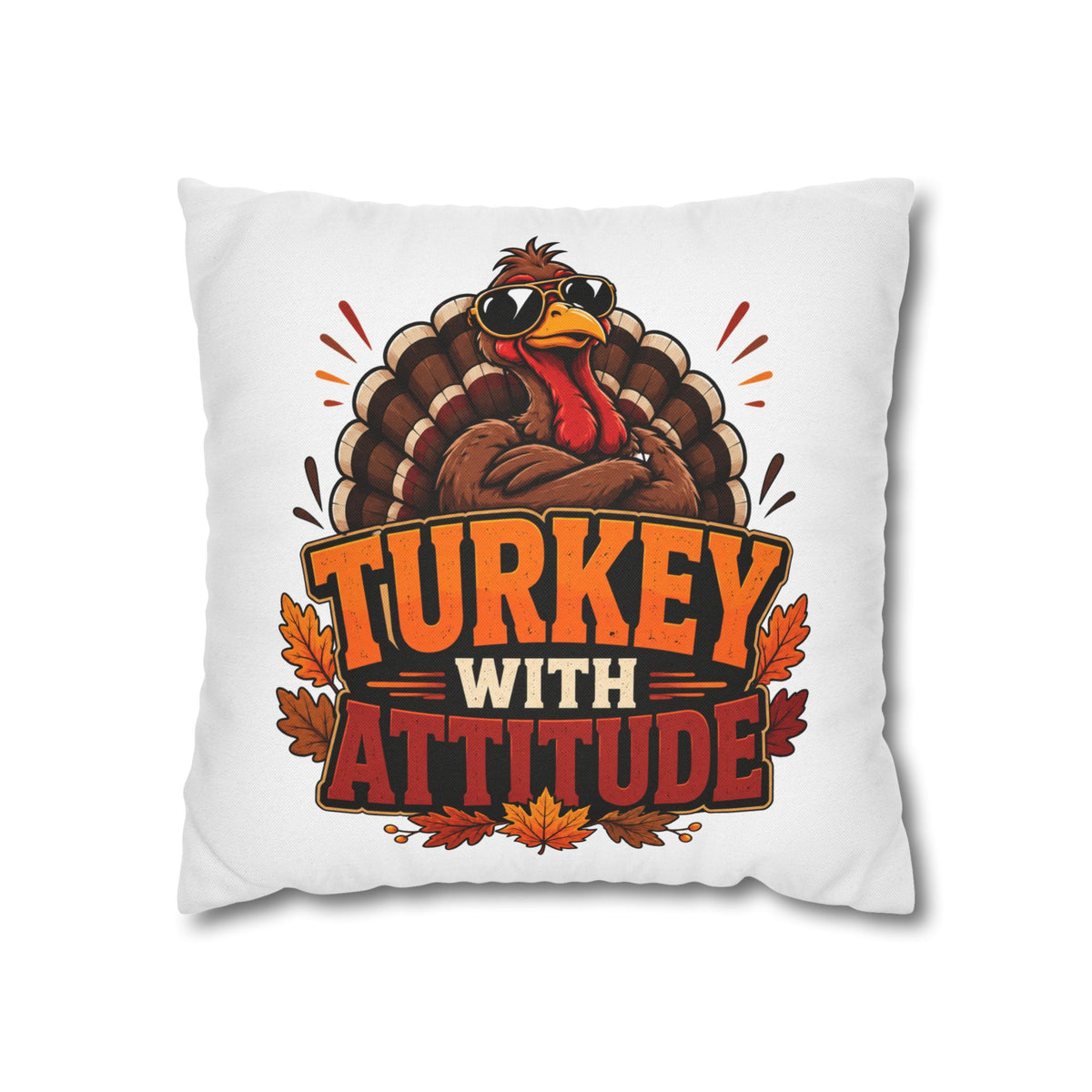 Thanksgiving Turkey With Attitude Pillowcase — Funny Thanksgiving Decorative Pillow Cover