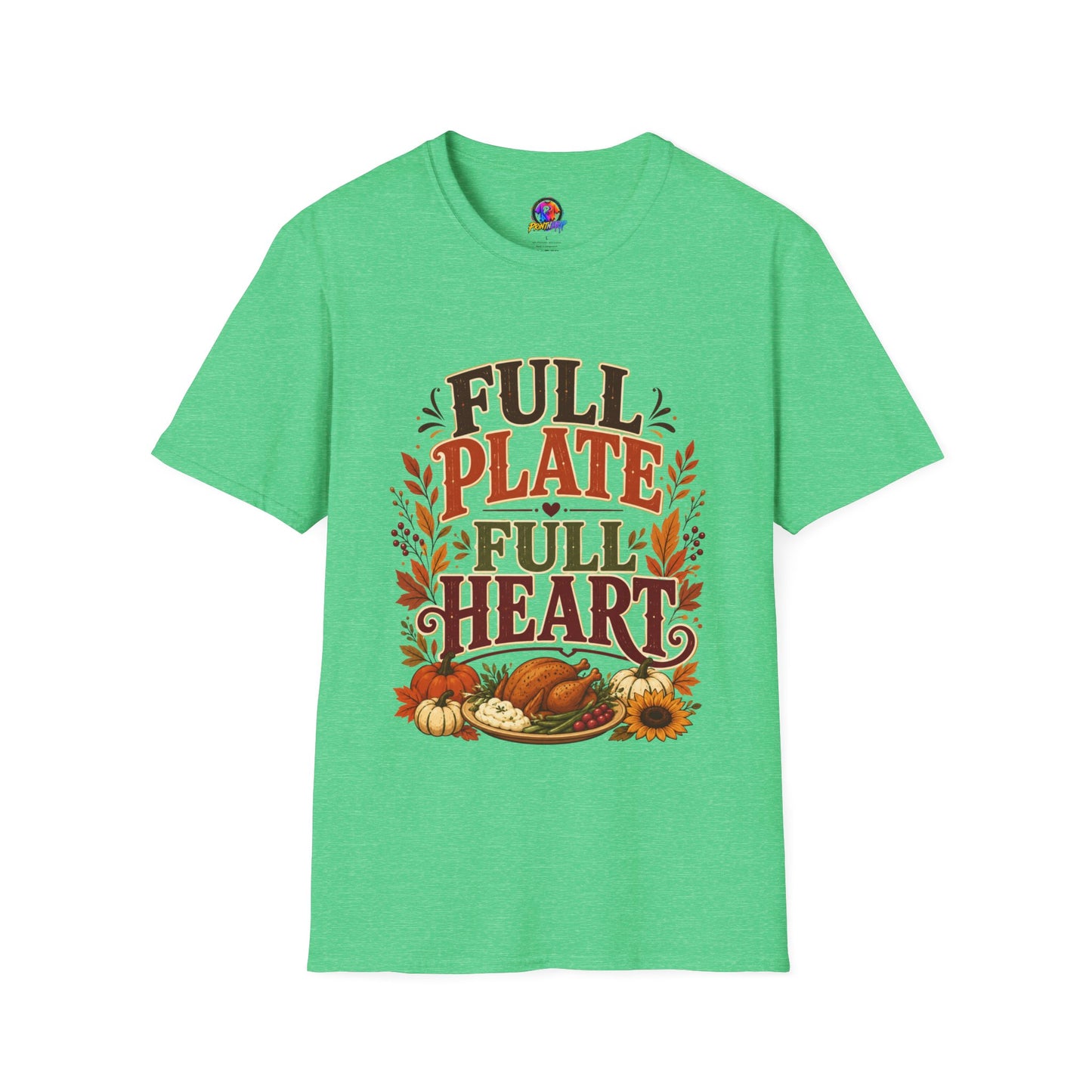 Thanksgiving T-Shirt - "Full Plate Full Heart" Fall Harvest Tee