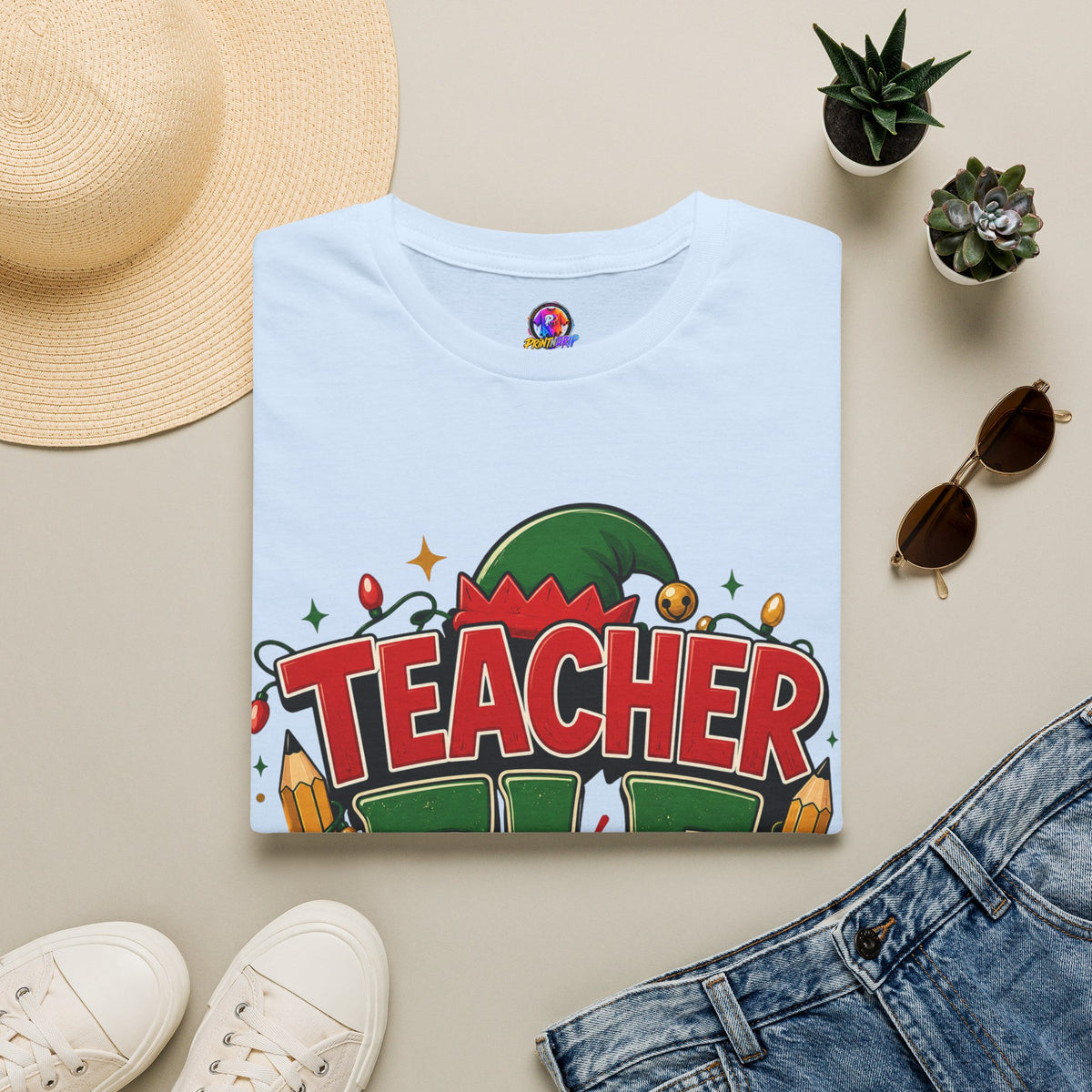 Teacher Elf Mode T-Shirt — Funny Christmas Teacher Holiday Tee