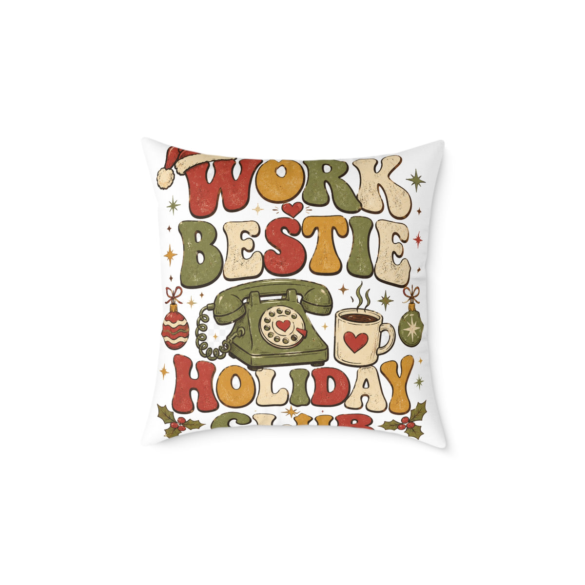 Modern Day Christmas Holiday 'Work Bestie' Decorative Throw Pillow