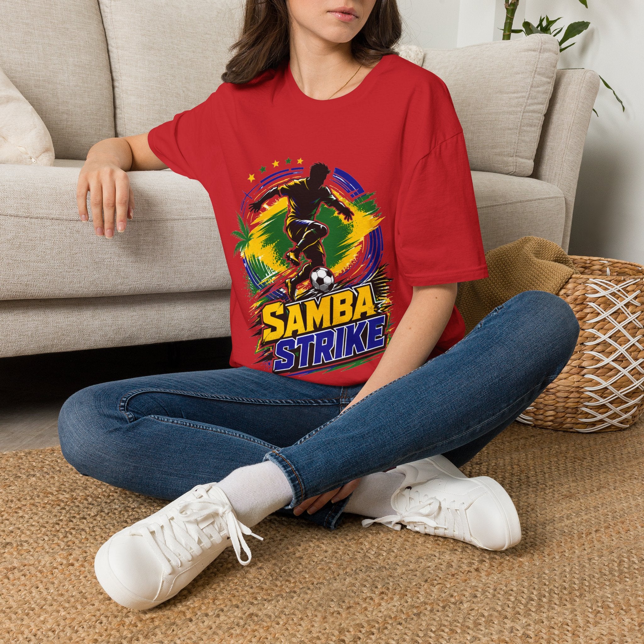 Brazil  Samba Strike Soccer T-Shirt — Brazilian Football Player Graphic Tee