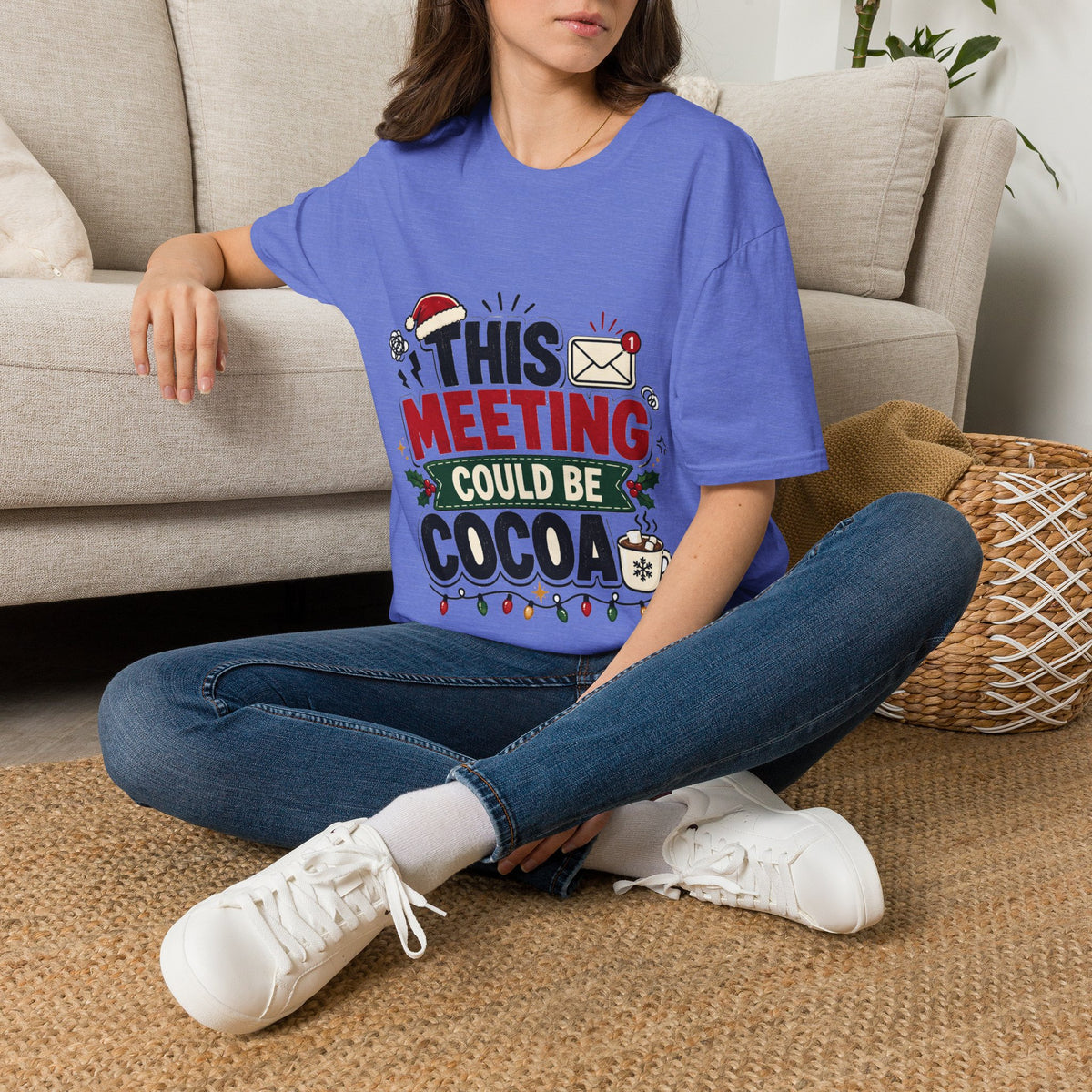 T-Shirt — "This Meeting Could Be Cocoa" Christmas Holiday Graphic Tee