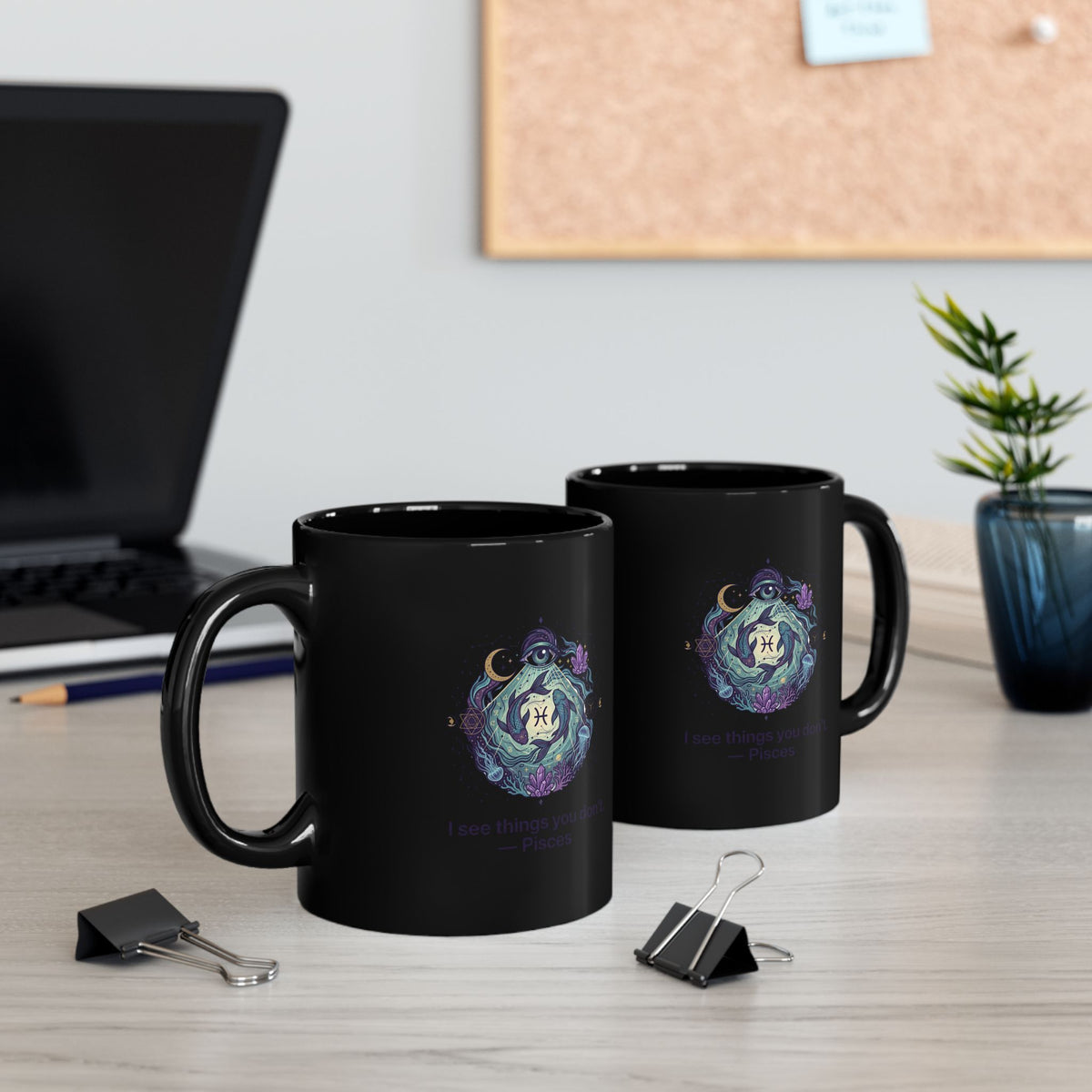 Pisces Zodiac Black Zodiac Pisces Mug — Celestial Pisces Constellation Coffee Cup with Inspirational Quote