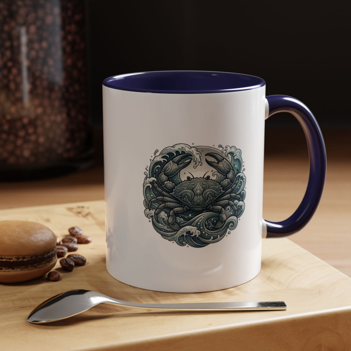 Cancer Zodiac Crab Ocean Crest Accent Coffee Mug