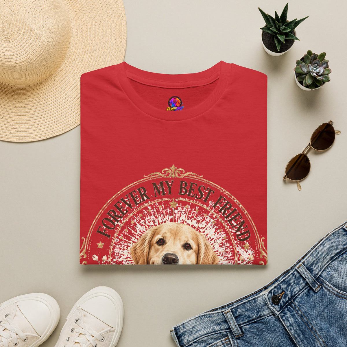 Forever My Best Friend Dog T-Shirt — Personalized Pet Name Golden Retriever Tee