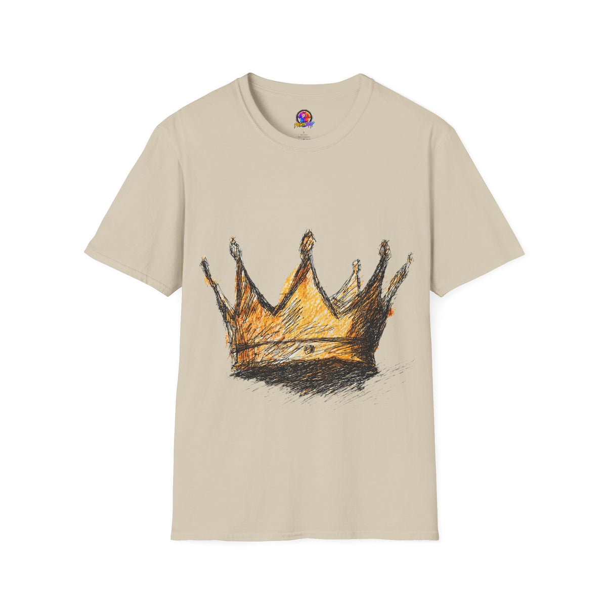 Crowned Sketch T‑Shirt — Hand‑Drawn Gold Crown Graphic Tee