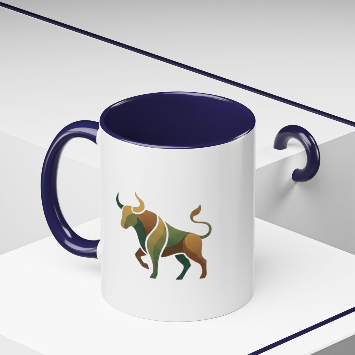 Taurus Geometric Bull Accent Coffee Mug — Taurus Zodiac Gift
