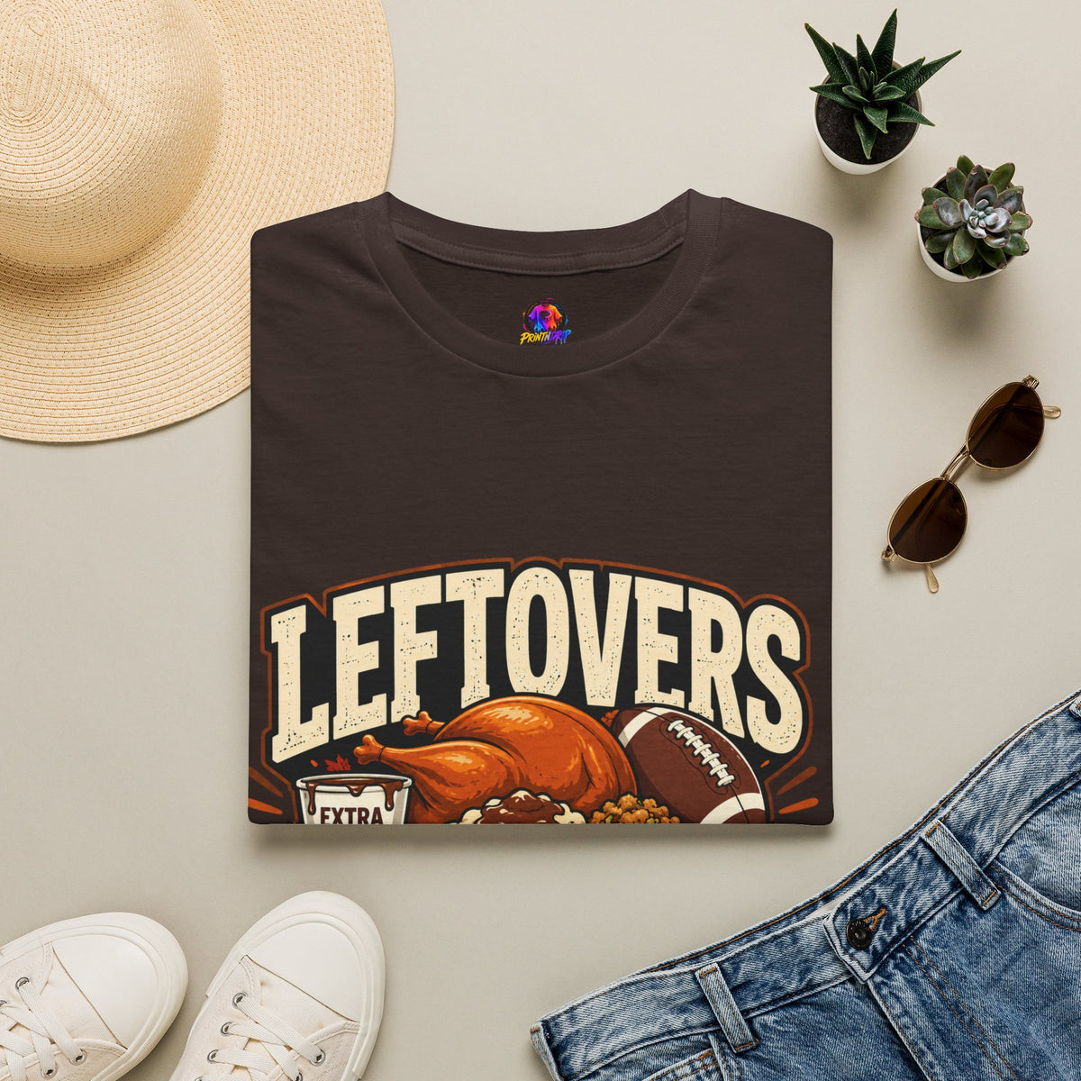 Thanksgiving T-Shirt Leftovers Legend T-Shirt — Thanksgiving Football Turkey Graphic Tee