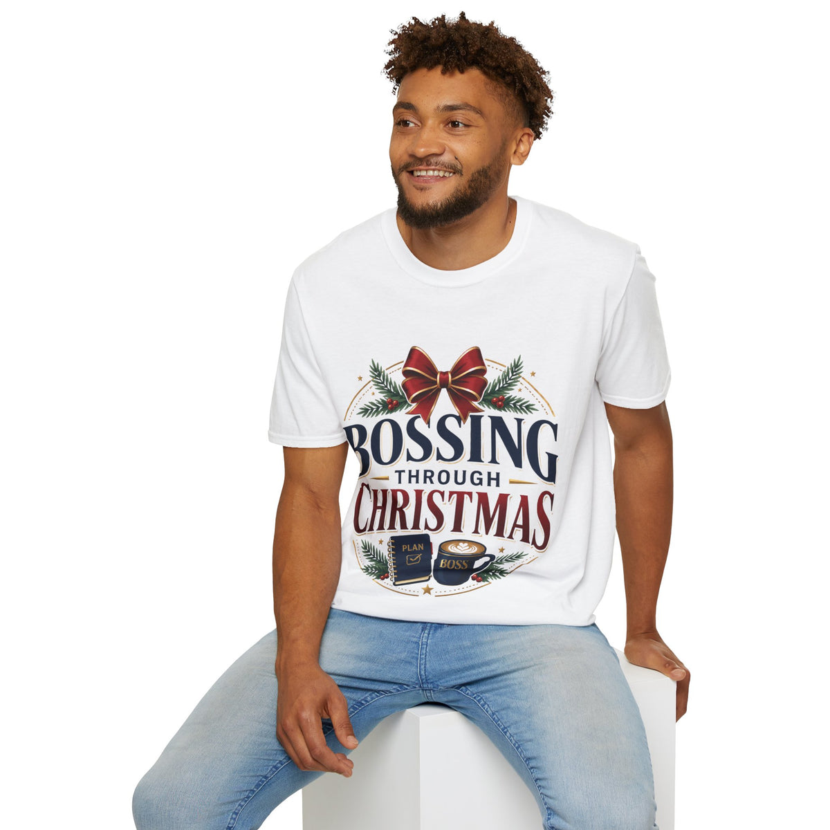 Christmas “Bossing Through Christmas” T‑Shirt — Funny Holiday Boss Gift