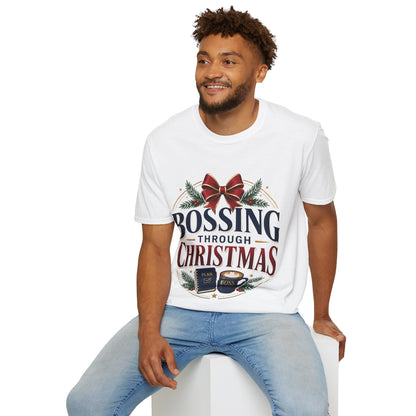 Christmas “Bossing Through Christmas” T‑Shirt — Funny Holiday Boss Gift