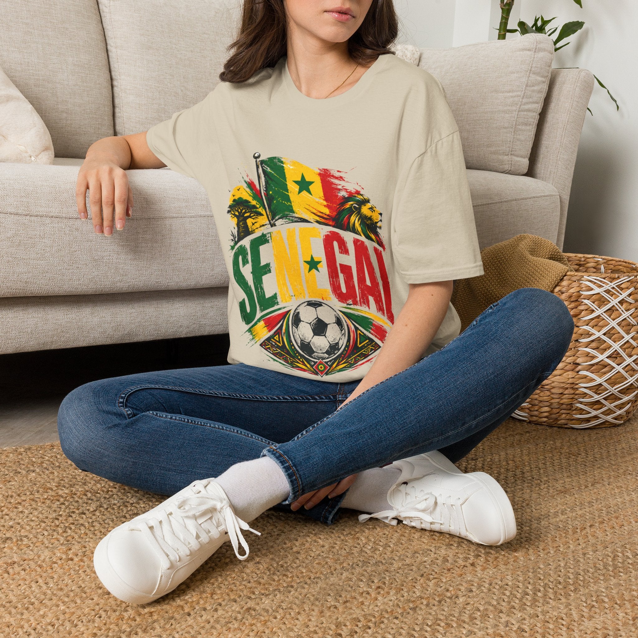 Senegal Flag Soccer T-Shirt — Lion & Football Pride Tee