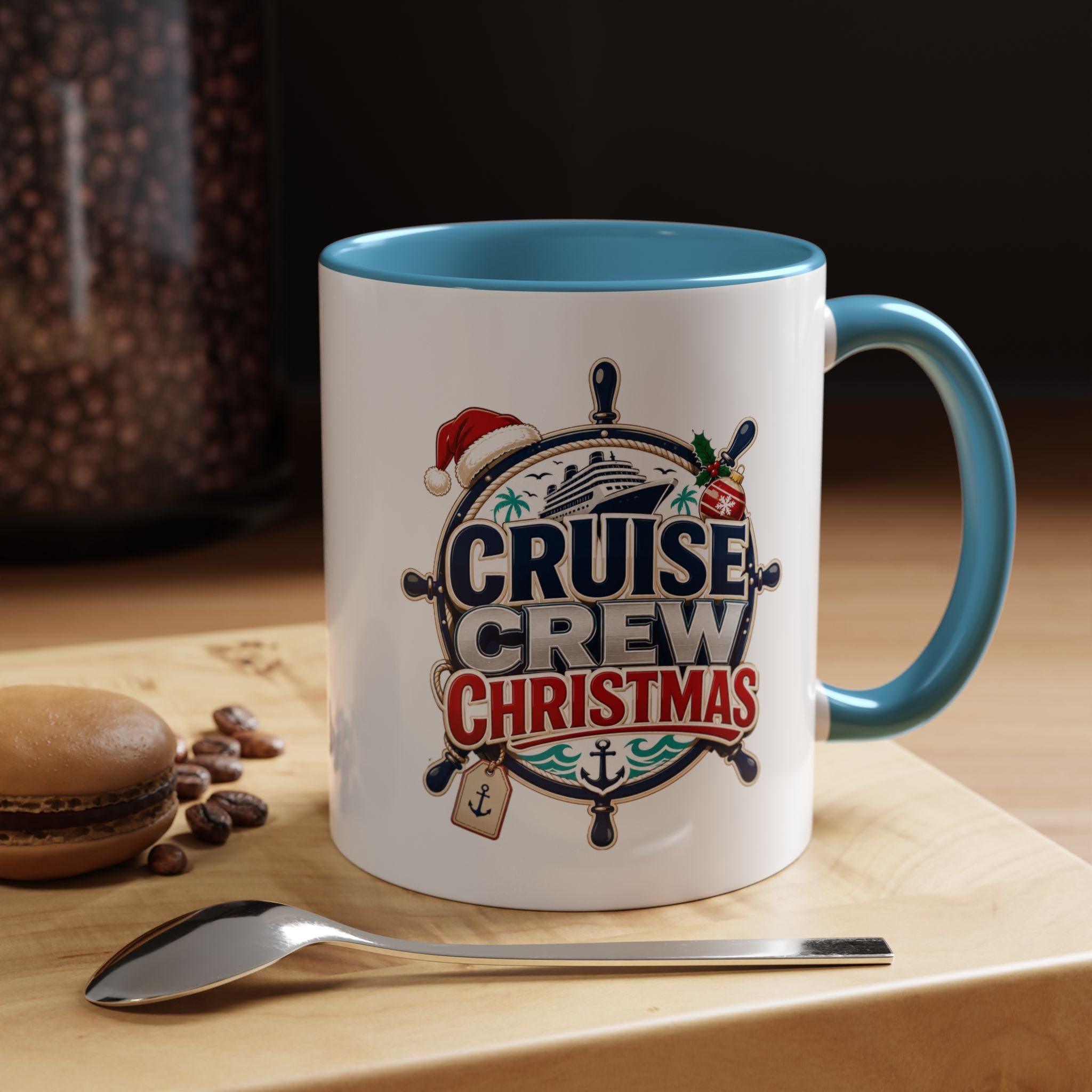 Modern Day Christmas  Cruise Crew Accent Coffee Mug - Holiday Nautical Travel Gift (11/15oz)