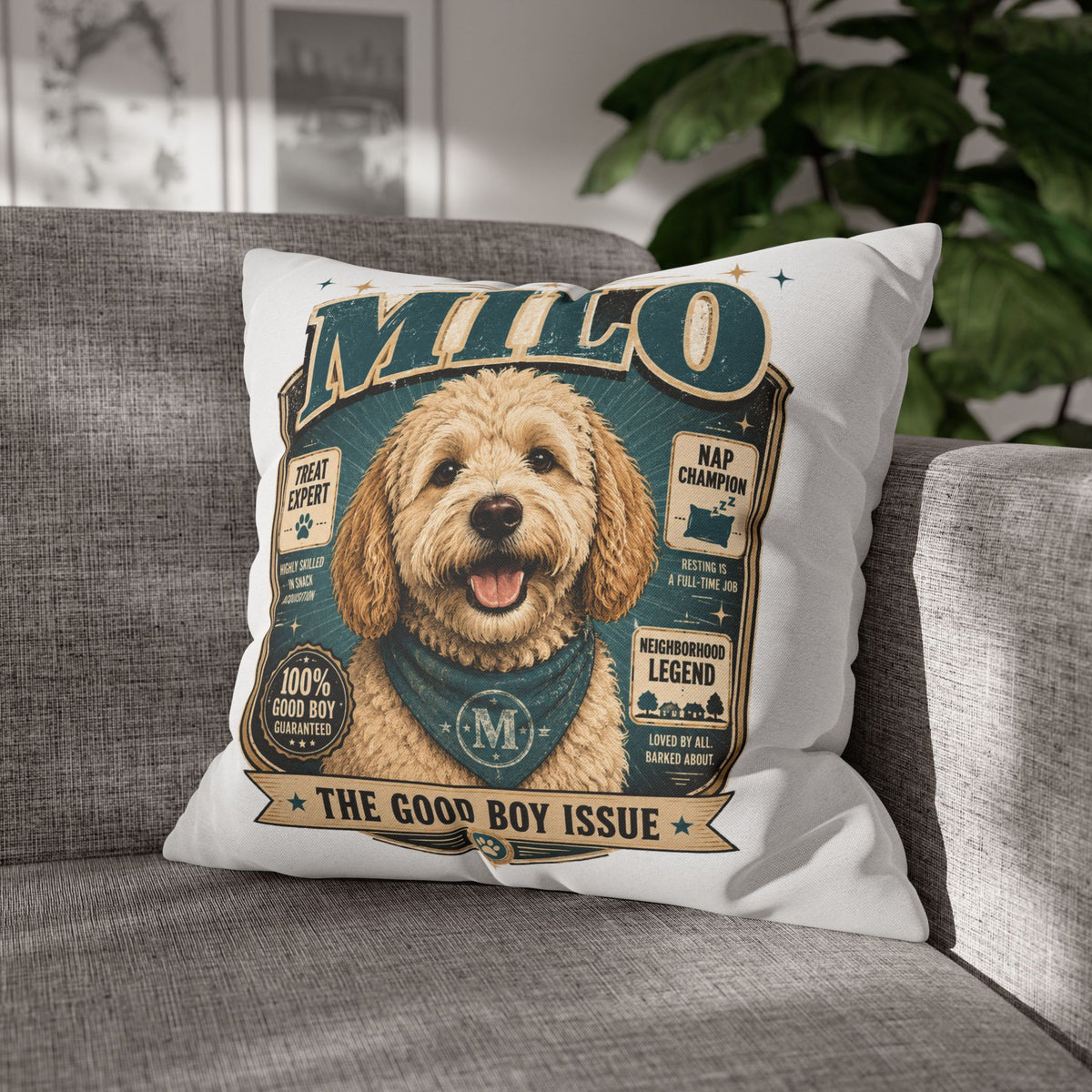 Milo 'The Good Boy Issue' Decorative Pillowcase Milo Bailey Dog Dad Mom