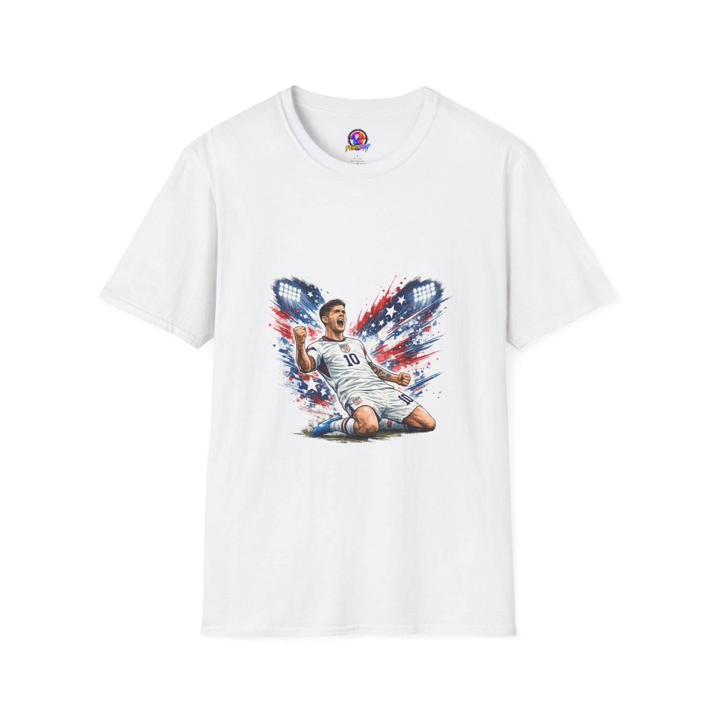 USA Soccer Player Flag T-Shirt — Patriotic Football Fan Tee
