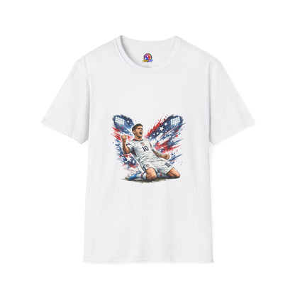 USA Soccer Player Flag T-Shirt — Patriotic Football Fan Tee