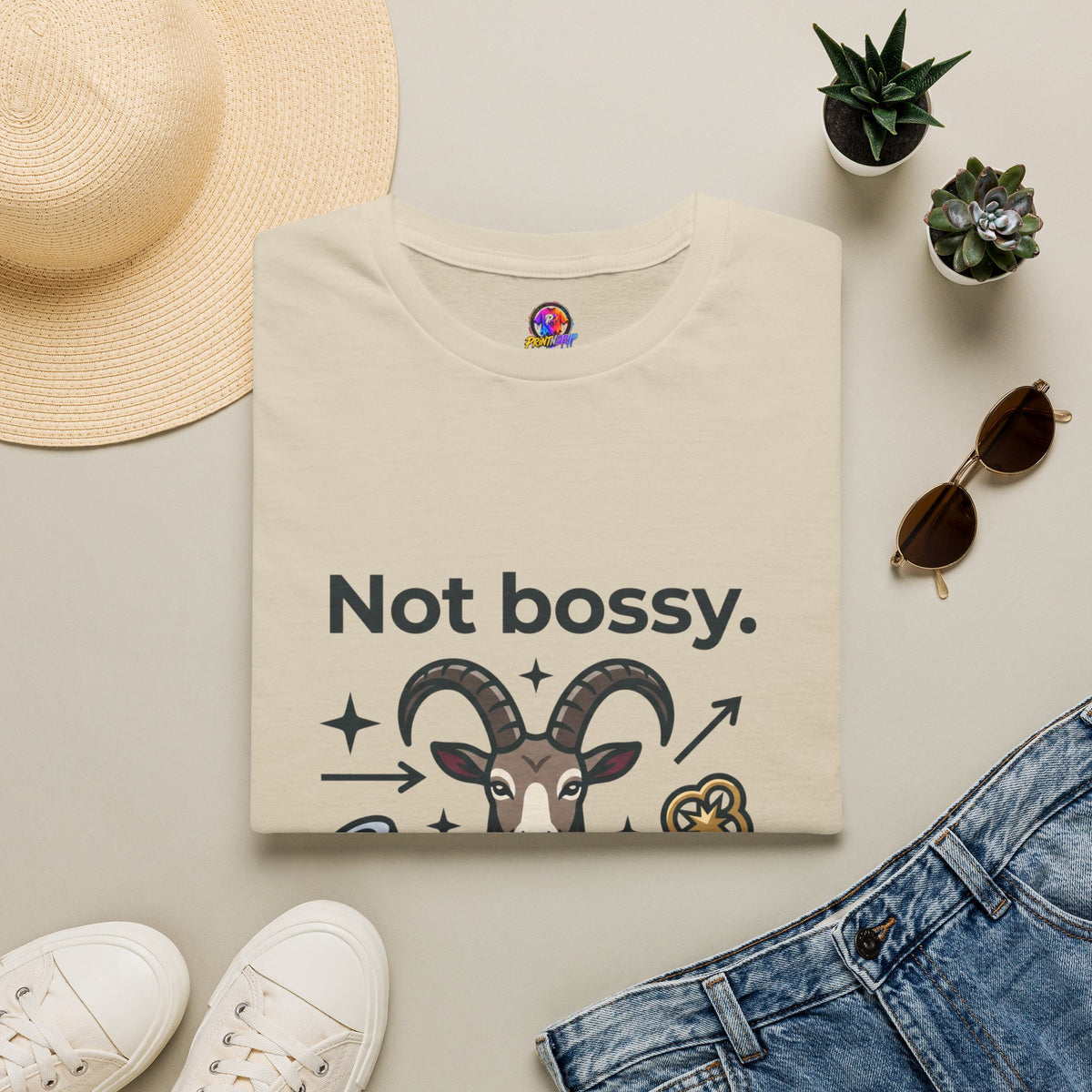 Capricorn T-Shirt — "Not Bossy, Just the Boss" Zodiac Goat Tee