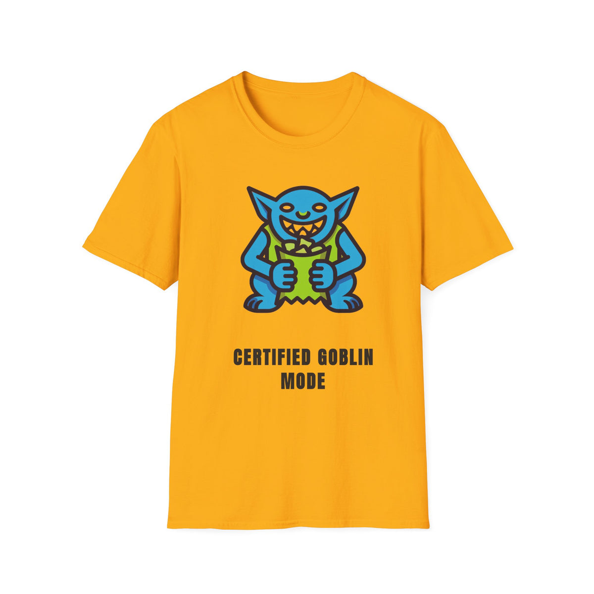 Gritty Goblin Graphic Tee - Cute Blue Goblin "Destined Goblin Mode" T-Shirt - Trending Now - September 2026