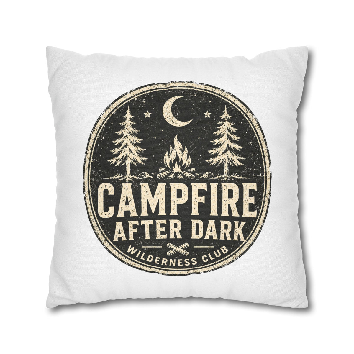 Campfire After Dark Decorative Pillowcase Milo Bailey Dog Dad Mom — Wilderness Camping Accent
