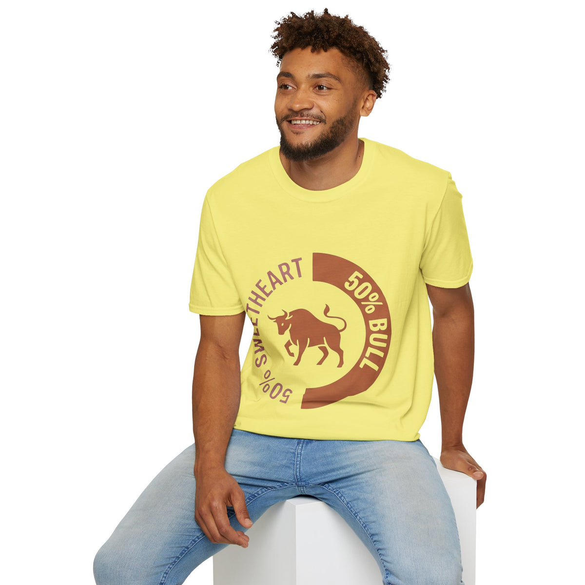 Bull Percentage Graphic T-Shirt — "50% Bull, 50% Sweetheart" Casual Tee