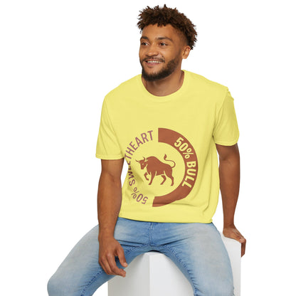 Bull Percentage Graphic T-Shirt — "50% Bull, 50% Sweetheart" Casual Tee