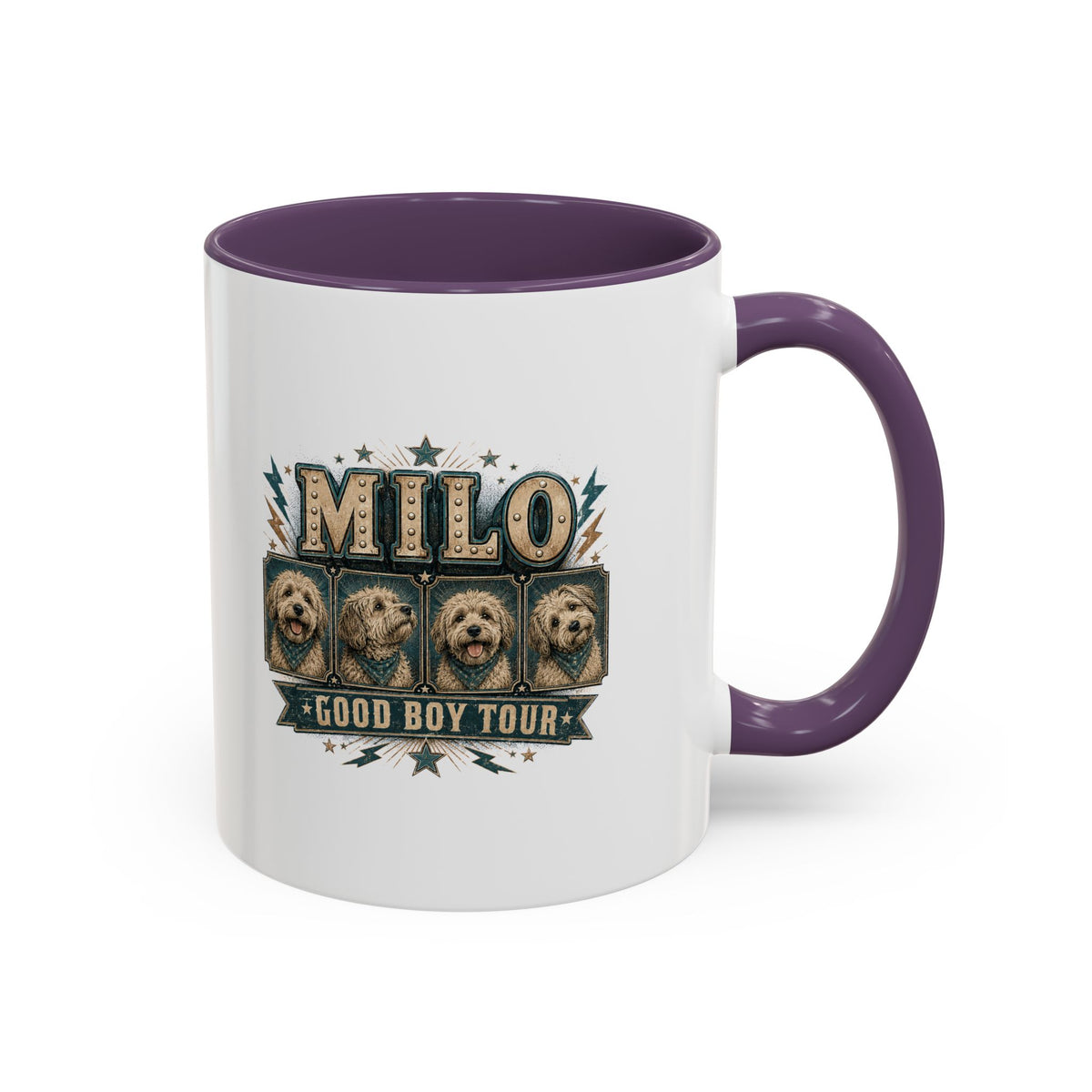 Milo Bailey Dog Dad Mom Milo 'Good Boy Tour' Accent Coffee Mug — Personalized Dog Lover Gift