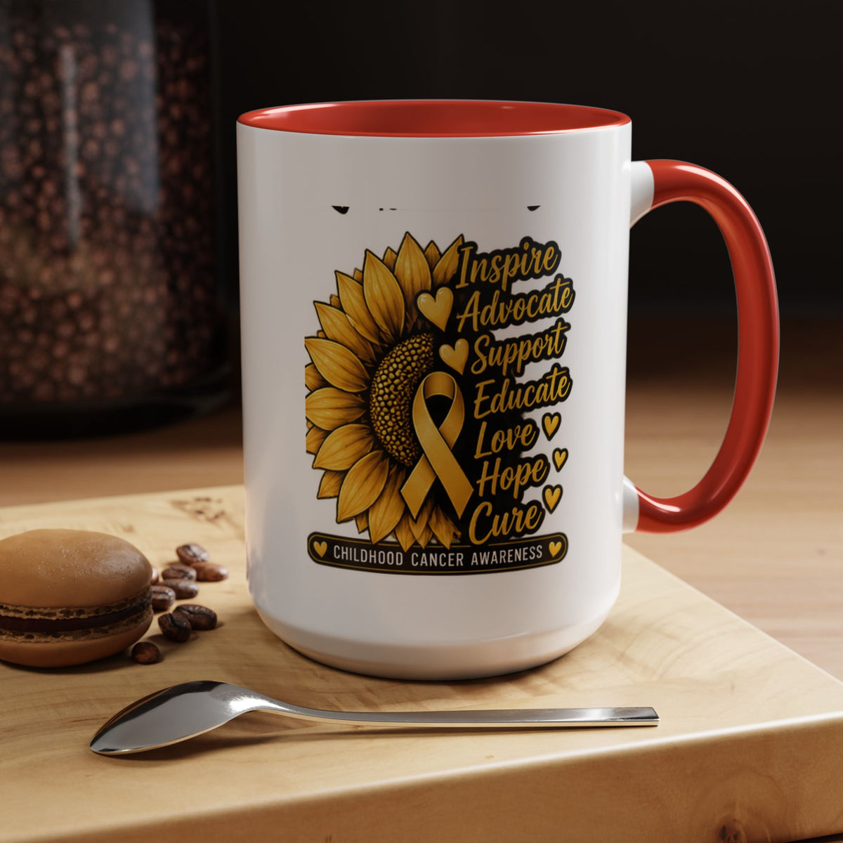 Childhood Cancer Awareness Sunflower Accent Coffee Mug (11/15oz)