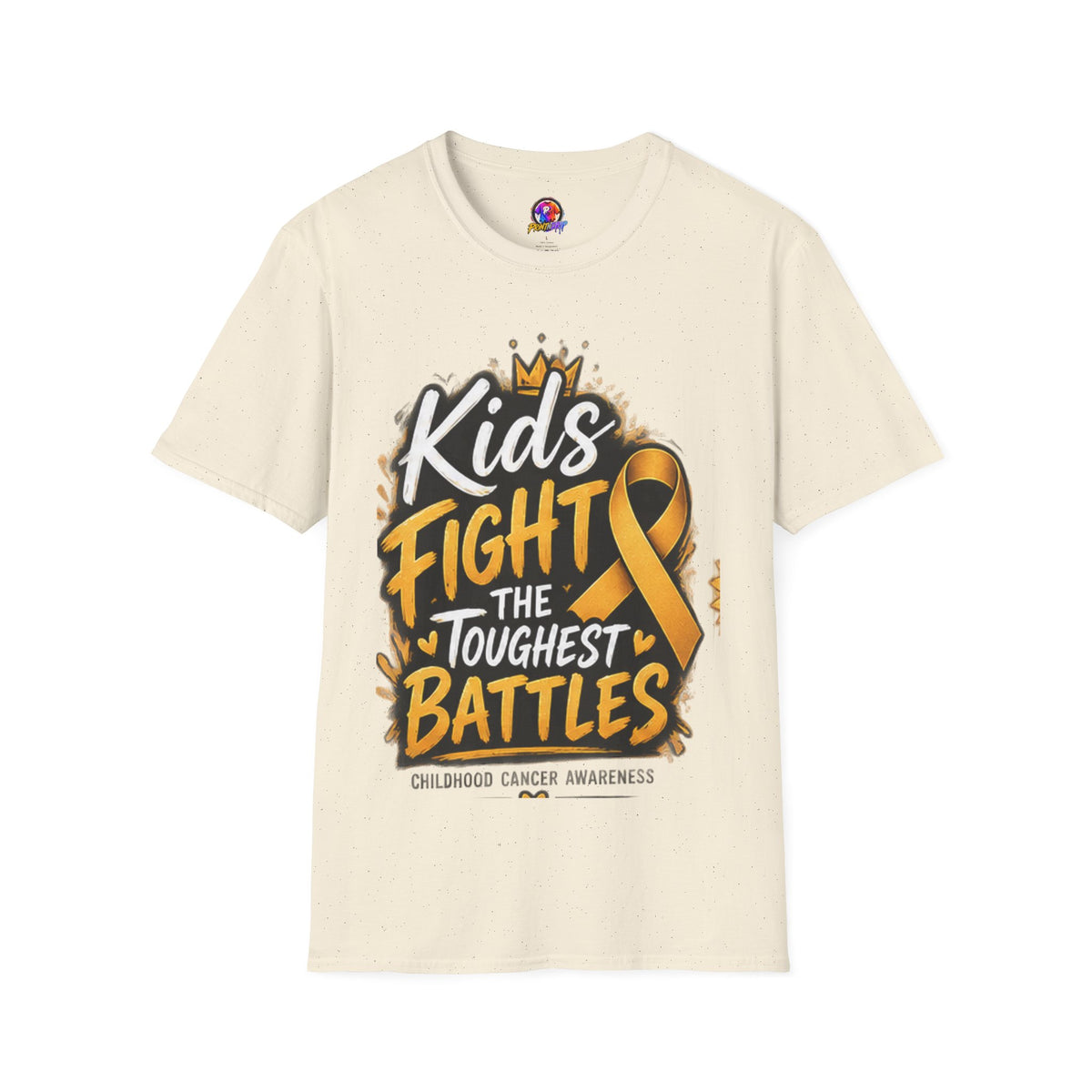 Children's Cancer Awareness T-Shirt — "Kids Fight The Toughest Battles" Gold Ribbon