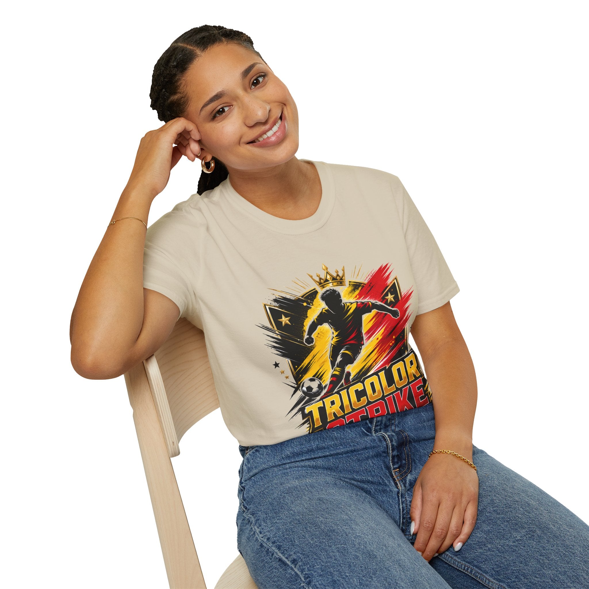Belgium Soccer T-Shirt — 'Tricolor Strike' Graphic Jersey Tee