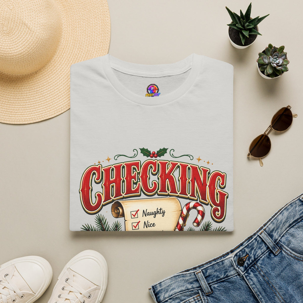 Checking It Twice Christmas T-Shirt — Naughty or Nice Holiday Tee