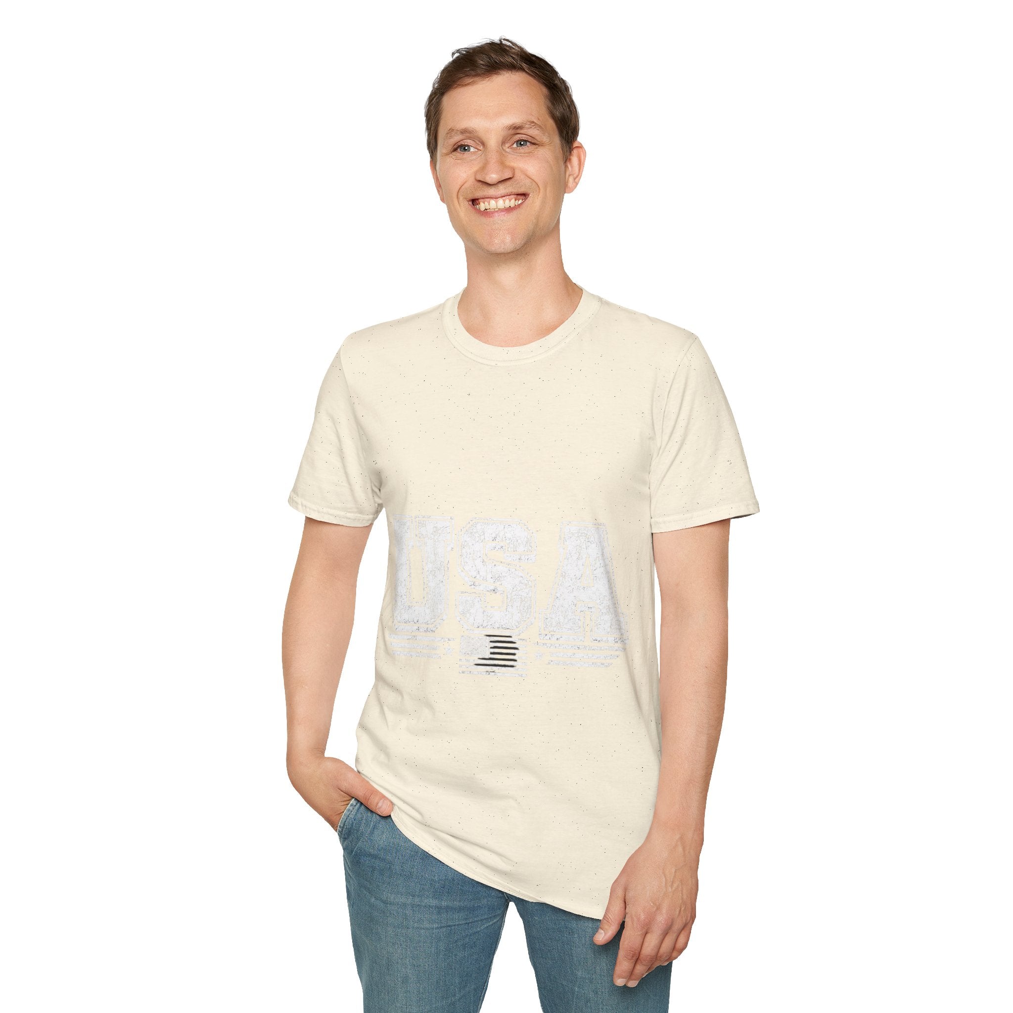 USA Vintage Block T-Shirt — Patriotic Americana Graphic Tee