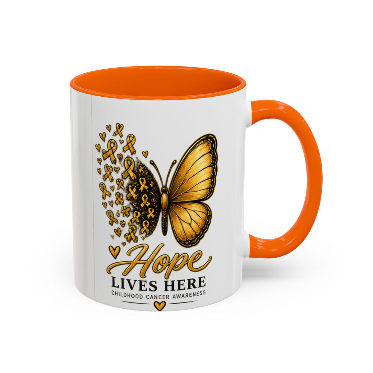 Hope Lives Here Childhood Cancer Awareness Accent Coffee Mug