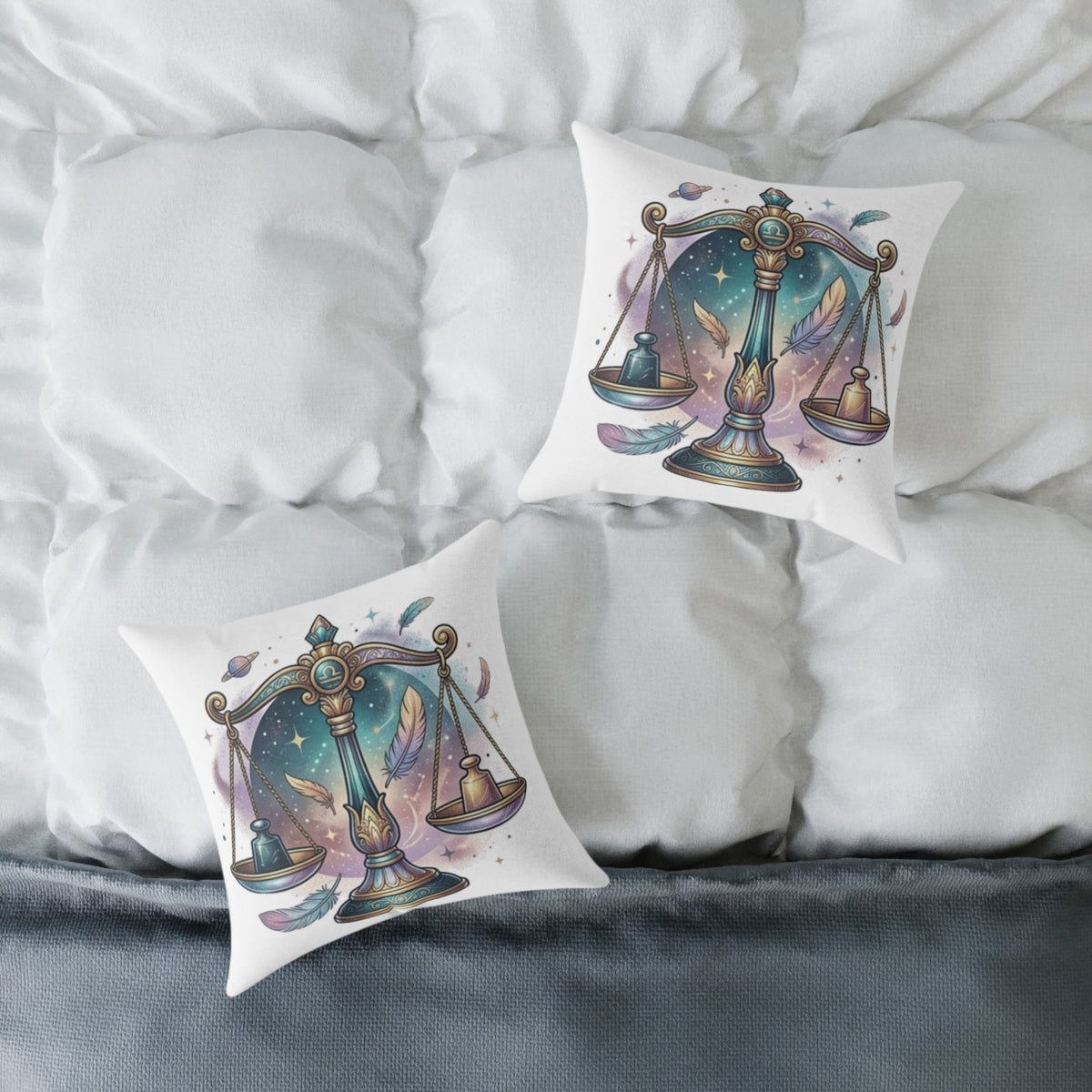 Balance Libra Zodiac Pillow  Astrological Square Poly Canvas Pillow