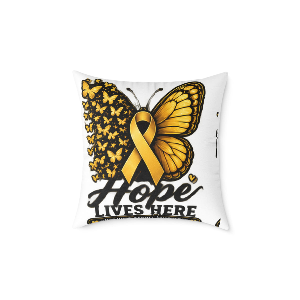 Childhood Cancer Hope Lives Here Butterfly Awareness Pillow